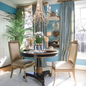 Traditional dining room updated for a young couple