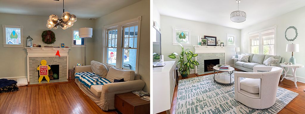 From student beginnings to a beautiful, airy living room.